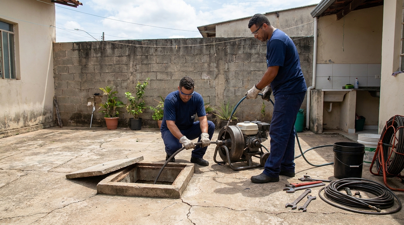 Desentupimento de esgoto residencial em Ponta Grossa‑PR