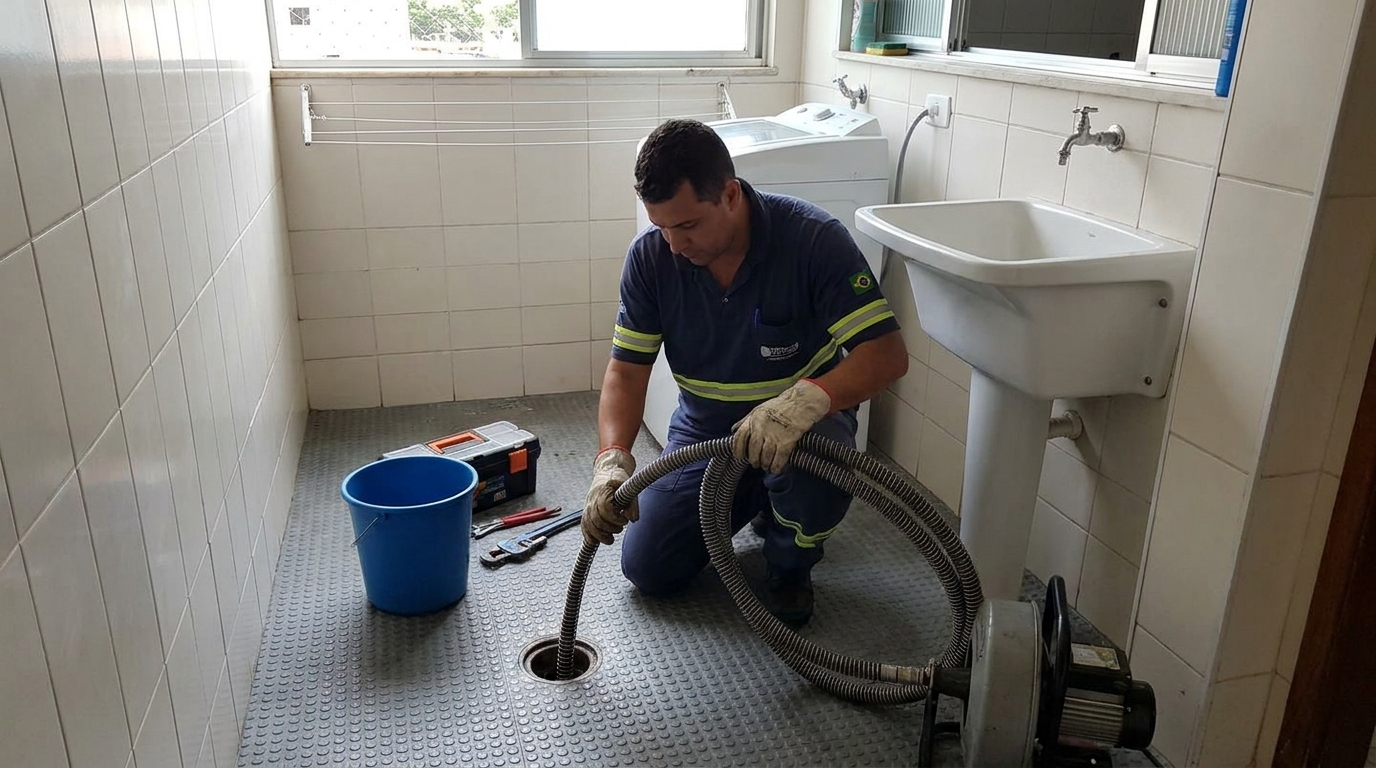 Desentupimento de ralo residencial em Ponta Grossa‑PR