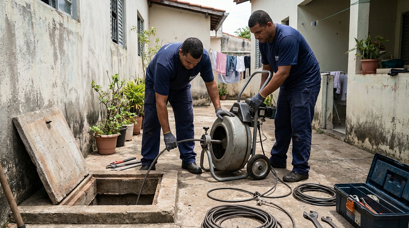 Desentupimento de rede de esgoto em Ponta Grossa‑PR