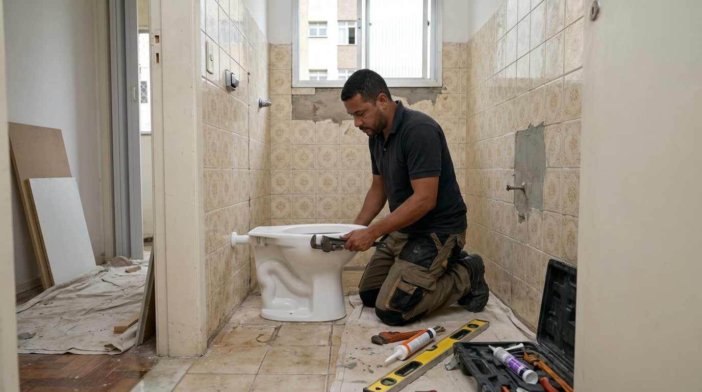 Instalação de vaso sanitário profissional em Ponta Grossa‑PR