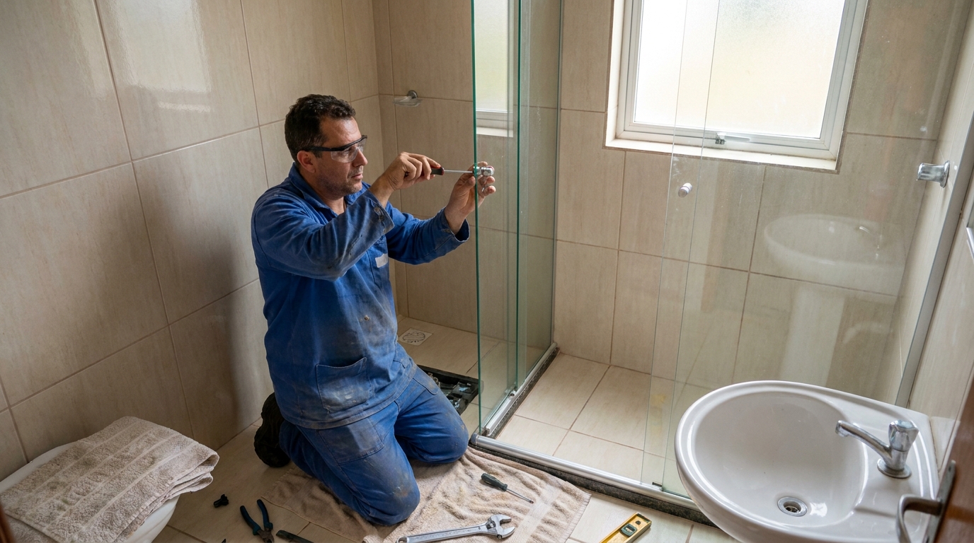 Técnico realizando manutenção de box em Ponta Grossa‑PR